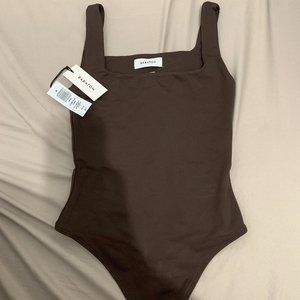 Aritzia Babaton Contour Tank Bodysuit XS Rich Moka Brown